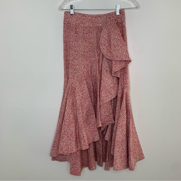 Petersyn pink floral ruffle front maxi skirt - Picture 2 of 13